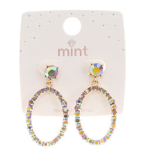 JAE44545 - Iridescent Rhinestone Circle Earring