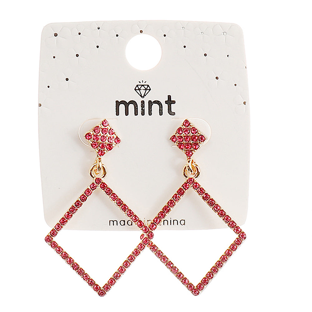 JAE44569 - Rhinestone Square Earring