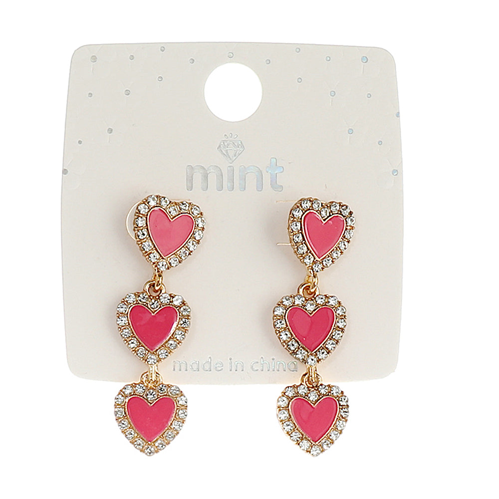 JAE44798 - Enamel Heart Cascade Earring