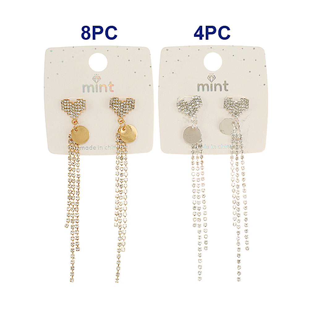 Rhinestone Heart Cascade Earrings