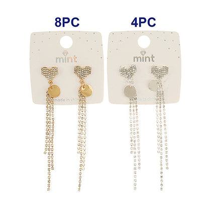 Rhinestone Heart Cascade Earrings