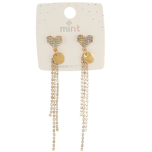 Rhinestone Heart Cascade Earrings