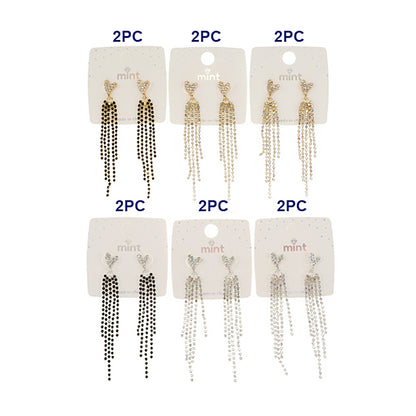 Rhinestone Heart Cascade Earrings
