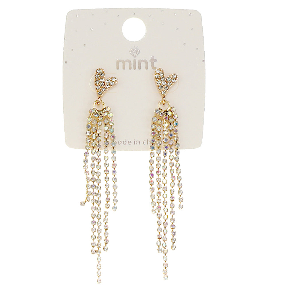 Rhinestone Heart Cascade Earrings
