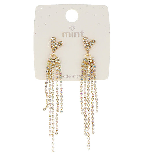 Rhinestone Heart Cascade Earrings