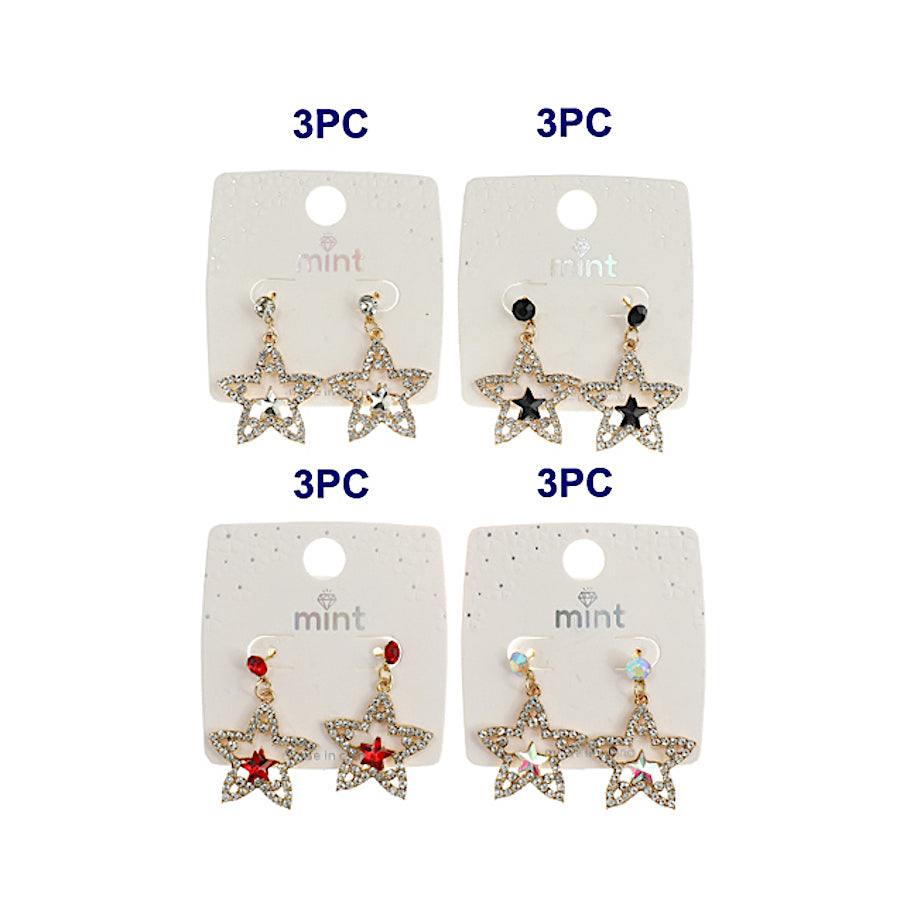 JAE44841-4C - Rhinestone Star Earring