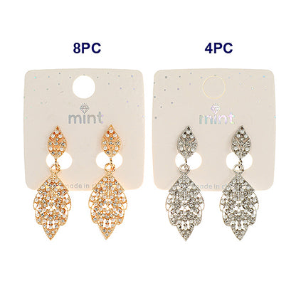 JAE45031 - Rhinestone & Pearl Leaf Earring