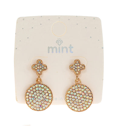 JAE45150 - Rhinestone Circle Clover Earring