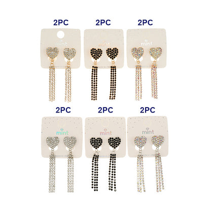 Rhinestone Heart Cascade Earrings