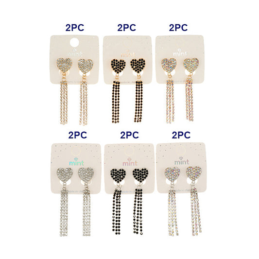 Rhinestone Heart Cascade Earrings