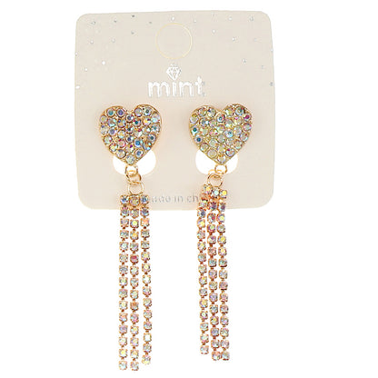 Rhinestone Heart Cascade Earrings