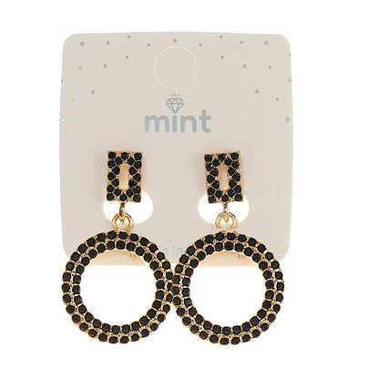 JAE45157BK - Rhinestone Black Circle Earring