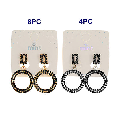 JAE45157BK - Rhinestone Black Circle Earring