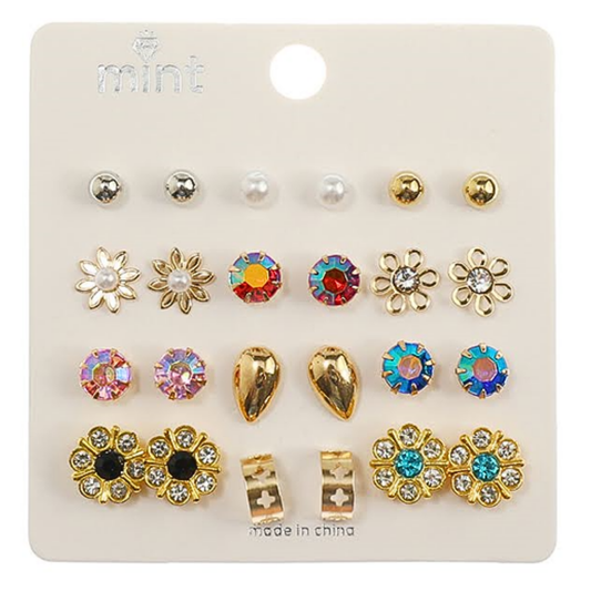 JAE45316 - 12 Pair Earring Set