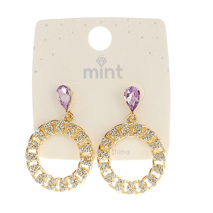 JAE45348 - Rhinestone Circle Link Earring