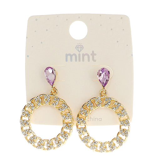 JAE45348 - Rhinestone Circle Link Earring