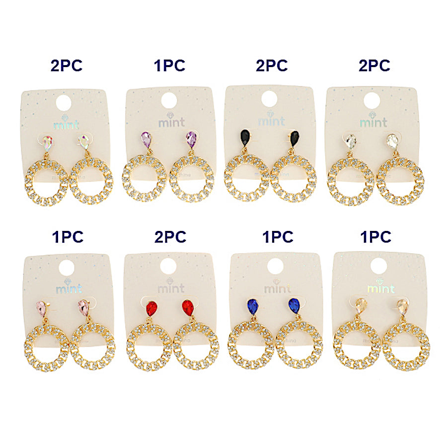 JAE45348 - Rhinestone Circle Link Earring