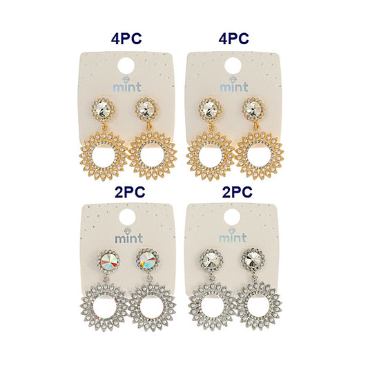 JAE45367 - Rhinestone & Pearl Sun Earring