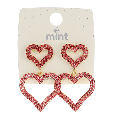 JAE45376 - Rhinestone Heart Drop Earring