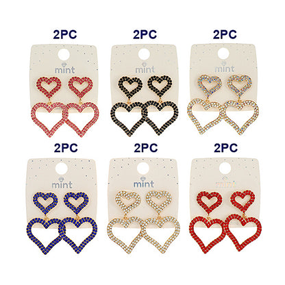 JAE45376 - Rhinestone Heart Drop Earring