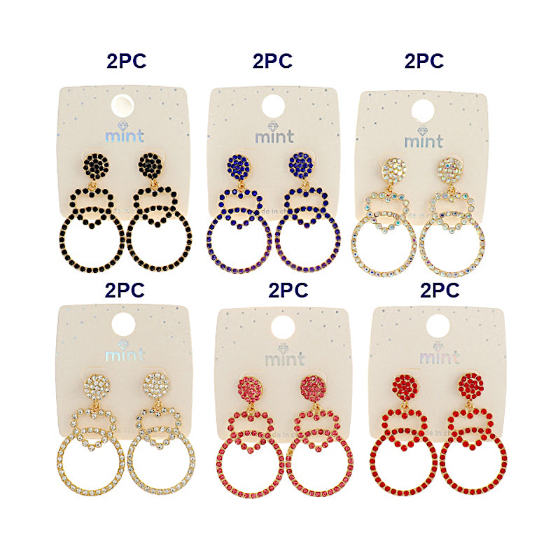 JAE45377 - Rhinestone Heart Circle Earring