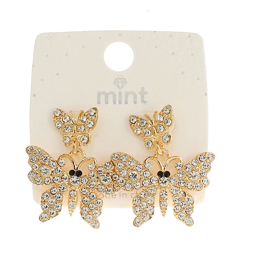 JAE45385 - Rhinestone Butterfly Earring