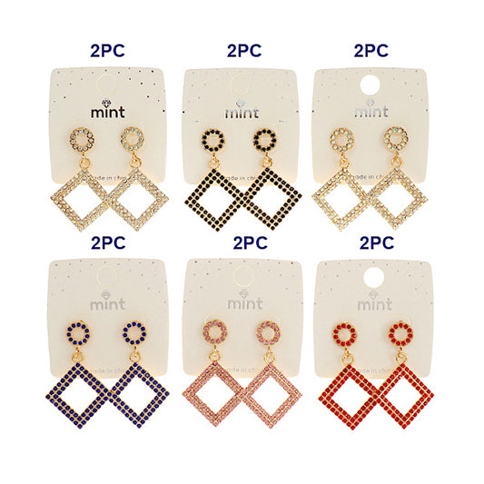 JAE45451 - Rhinestone Square Earring