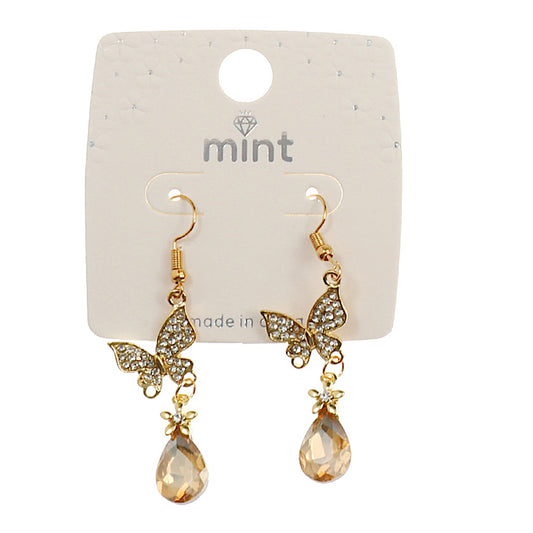 JAE45475 - Rhinestone Butterfly Crystal Drop Earring