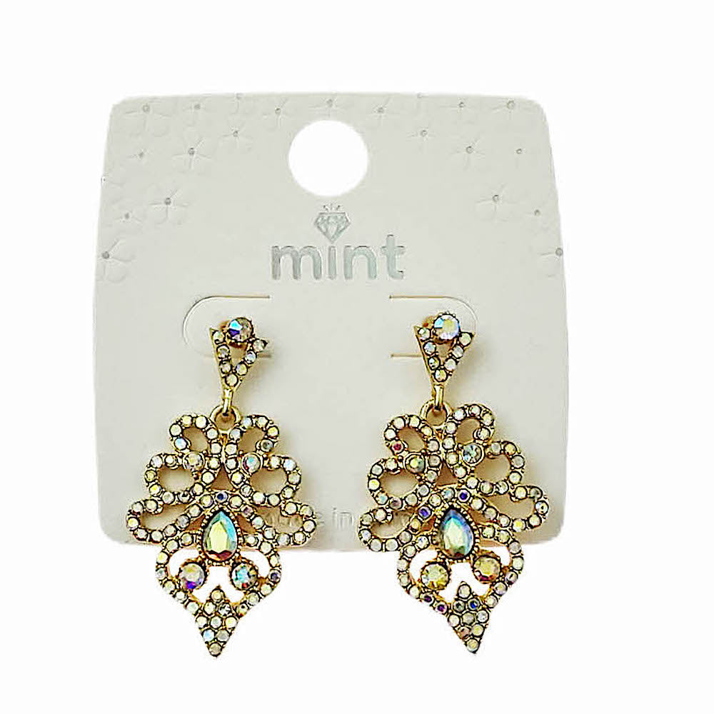 Vintage Rhinestone Leaf Earring