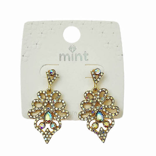 JAE45504 - Vintage Rhinestone Leaf Earring