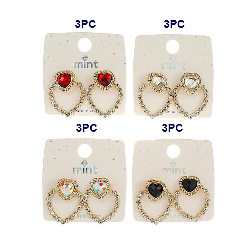 JAE45533-4C - Crystal Heart Dangle Earring