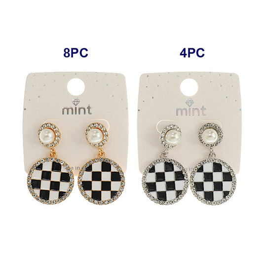 JAE45541 - Enamel Checkerboard Earring