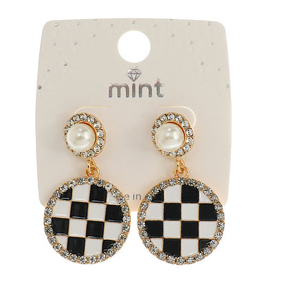 JAE45541 - Enamel Checkerboard Earring