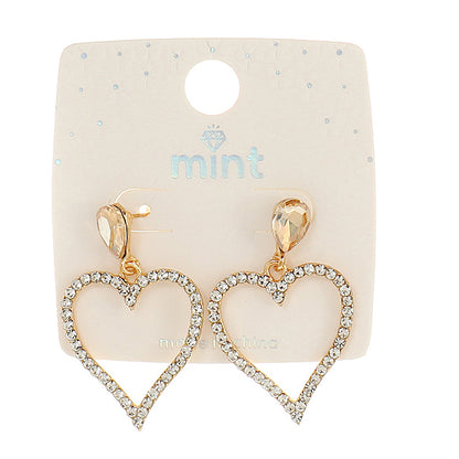 JAE45547 - Rhinestone Heart Earring