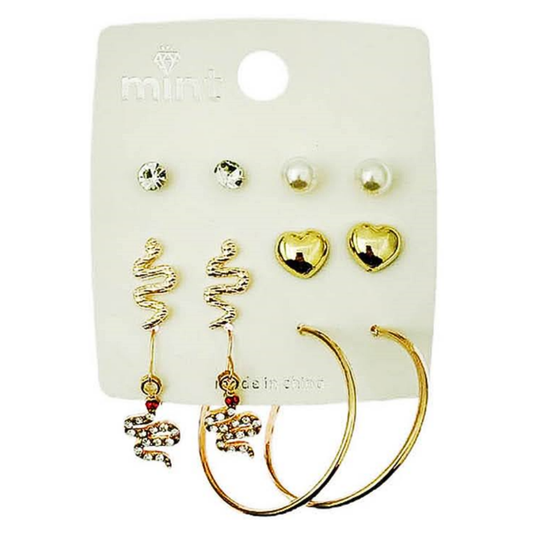 JAE45577 - 6 Pair Snake Earring Set