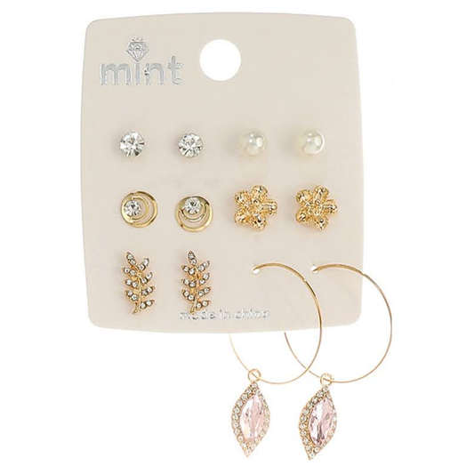 JAE45581 - 6 Pair Crystal Earring Set