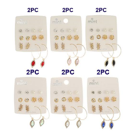 JAE45581 - 6 Pair Crystal Earring Set