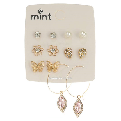 JAE45588 - 6 Pair Crystal Earring Set