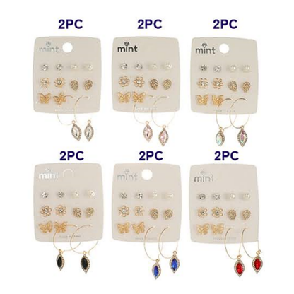 JAE45588 - 6 Pair Crystal Earring Set