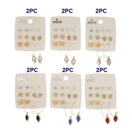 JAE45588 - 6 Pair Crystal Earring Set
