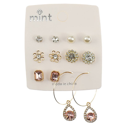 JAE45589 - 6 Pair Crystal Earring Set