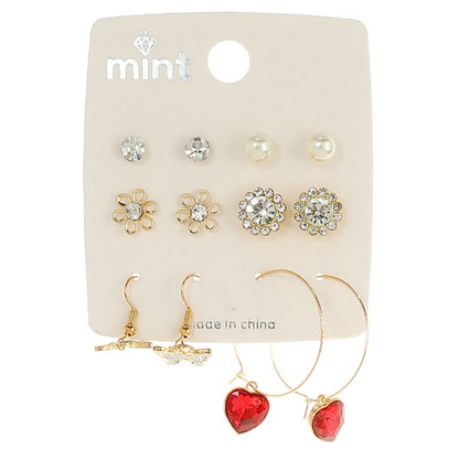 JAE45592 - 6 Pair Crystal Earring Set
