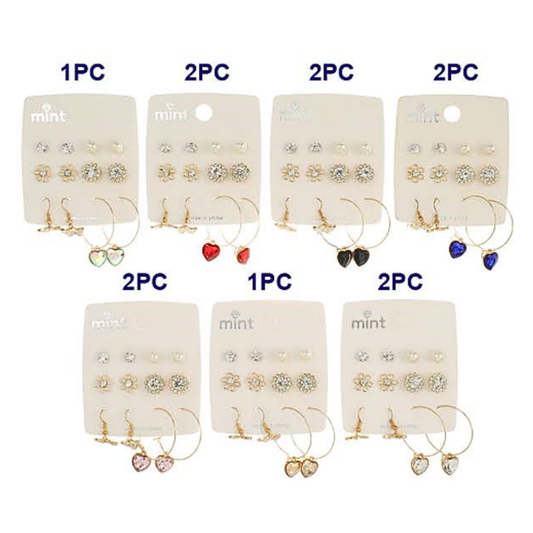 JAE45592 - 6 Pair Crystal Earring Set