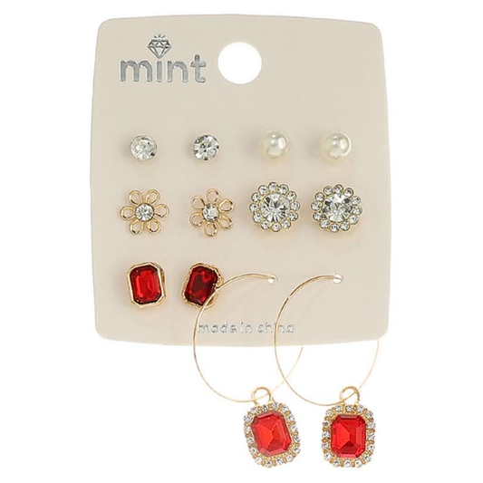JAE45593 - 6 Pair Crystal Earring Set