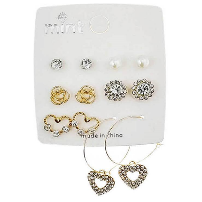 JAE45594 - 6 Pair Heart Earring Set