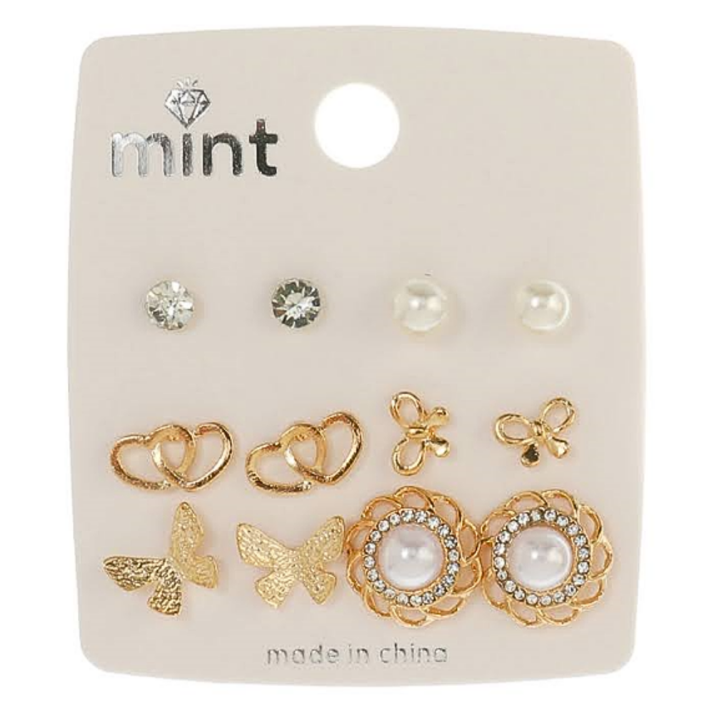 JAE45601 - 6 Pair Pearl Earring Set