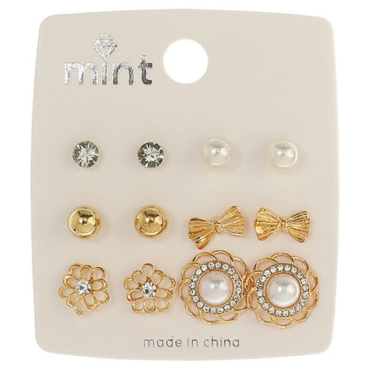 JAE45617 - 6 Pair Pearl Earring Set