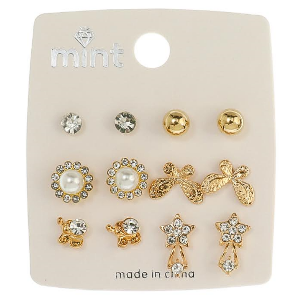 JAE45626 - 6 Pair Butterfly Earring Set