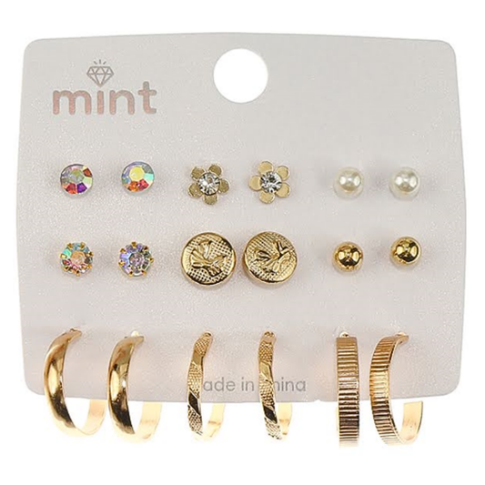 JAE45654 - 9 Pair Earring Set