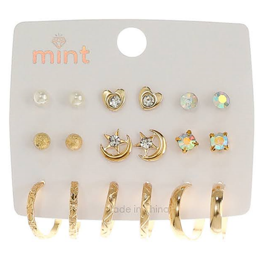 JAE45666 - 9 Pair Earring Set